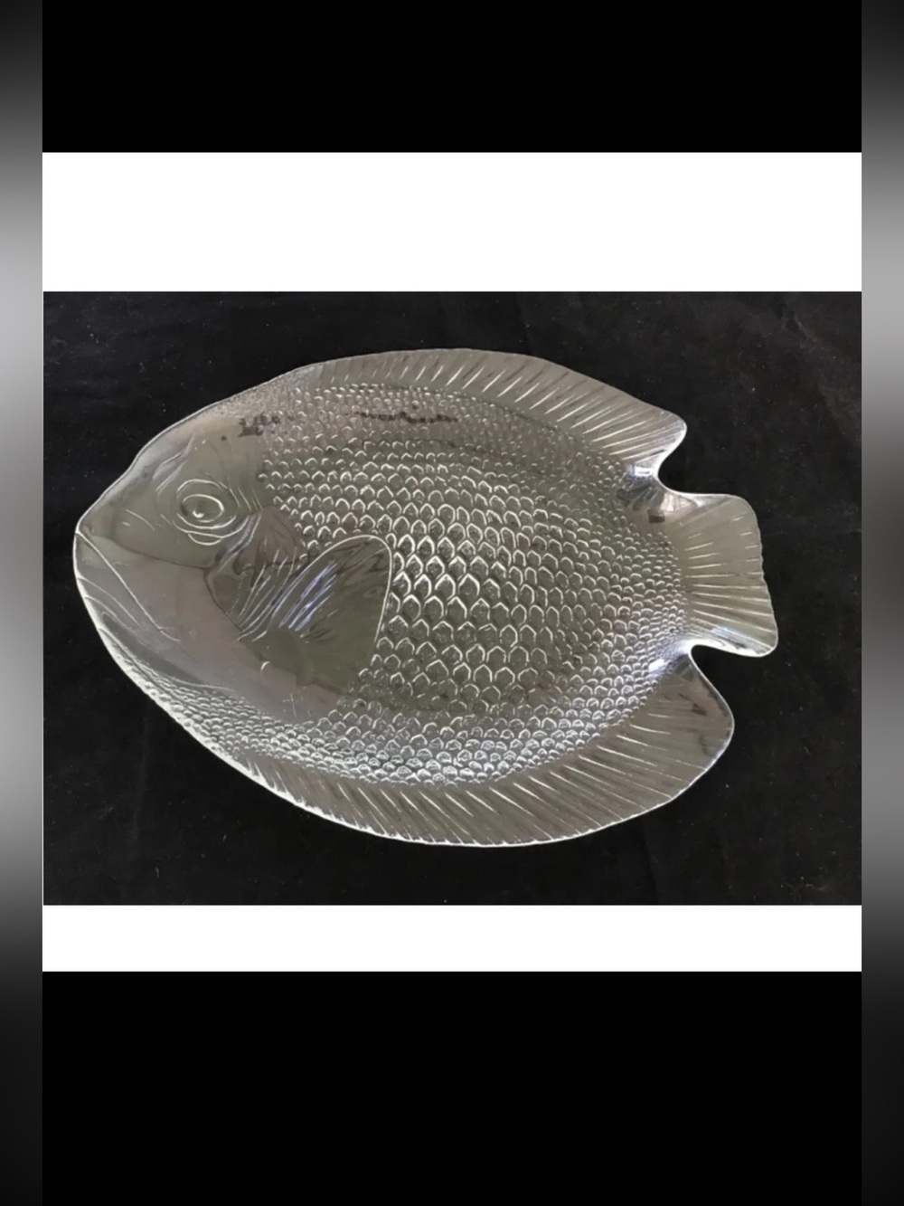 Vintage Arcoroc Fish Poisson Serving Platter Clear Glass 15”